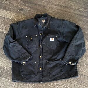 Carhartt Black Blanket Lined Jacket XL Corduroy Collar Street Casual Outdoor
